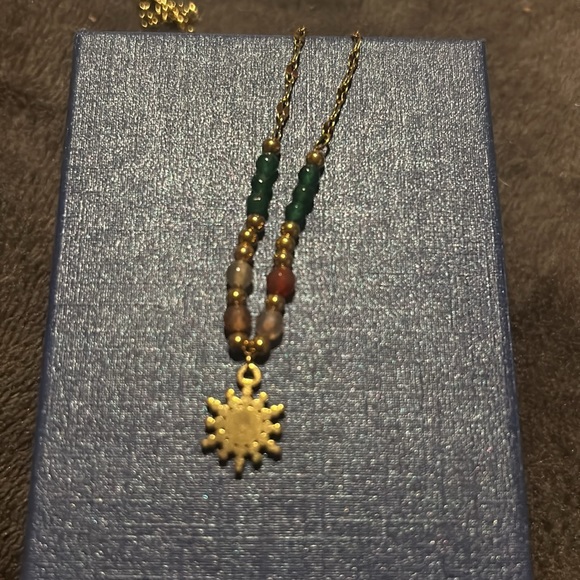 NWT natural stone Stainless steel ball pendant Necklace - Picture 14 of 16